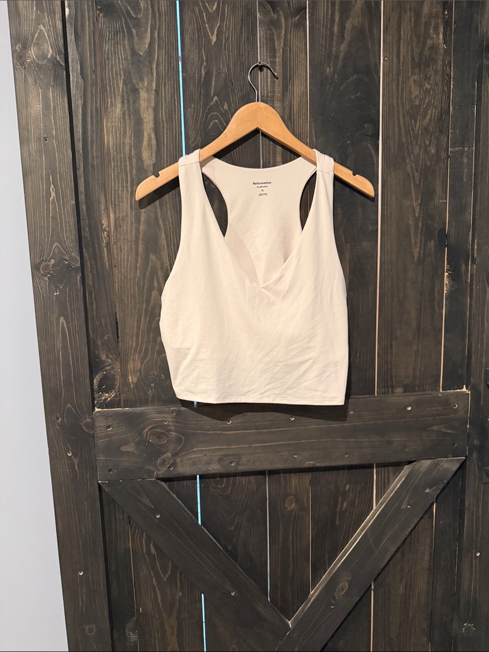 Reformation Cream V-Neck Tank Top